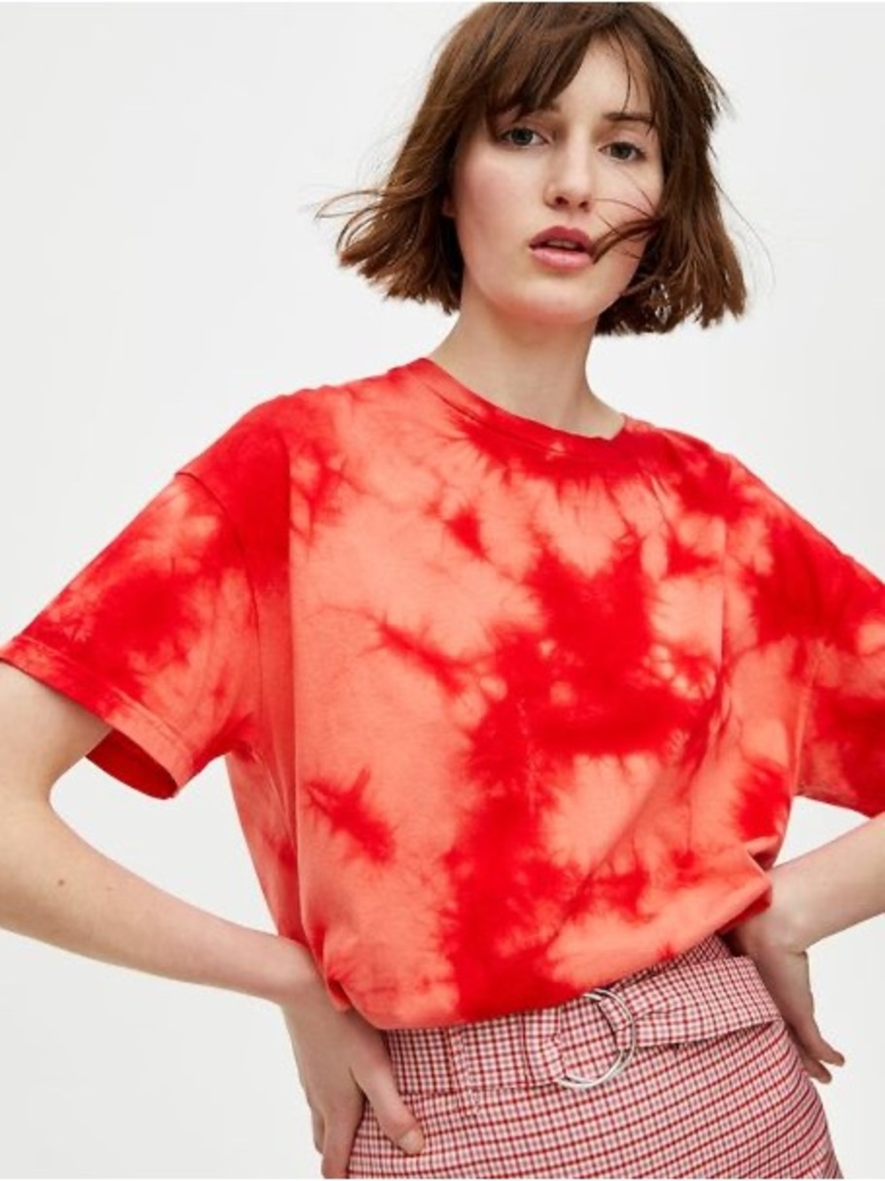 Double Zero Red Tie-Dye Short Sleeve Crewneck Tee